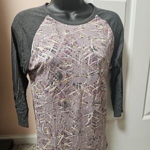 LuLaRoe Purple and Charcoal Raglan Top